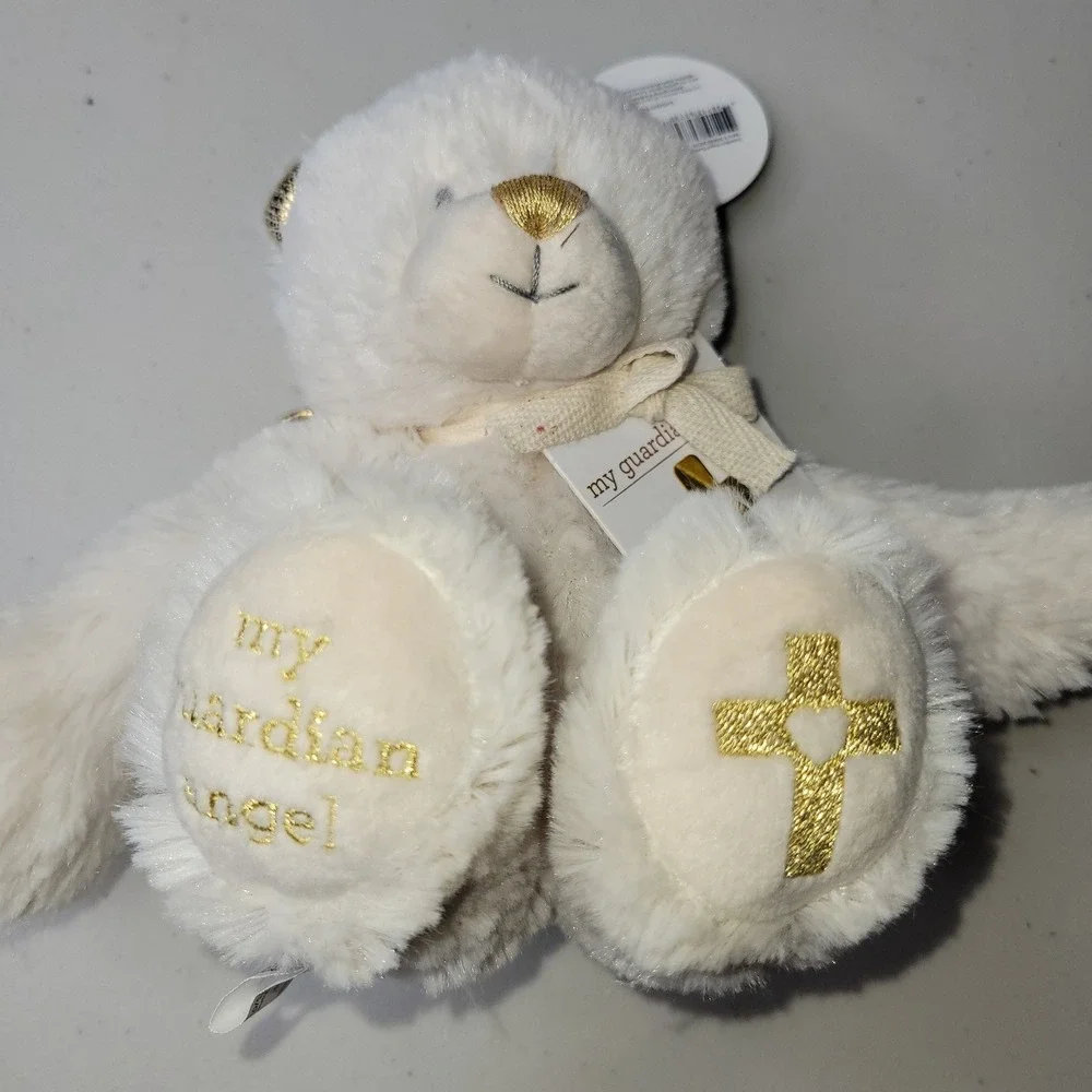 DEMDACO My Guardian Angel Teddy Bear‎ White Gold Plush Stuffed Animal